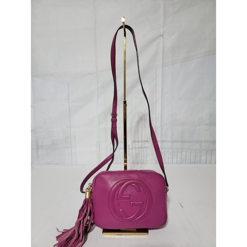GUCCI Cellarius Calfskin Small Soho Disco Bag Pink Magenta